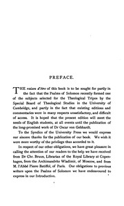 Psalms of the Pharisees: Commonly Called the Psalms of Solomon : the Text Newly Revised from All ...