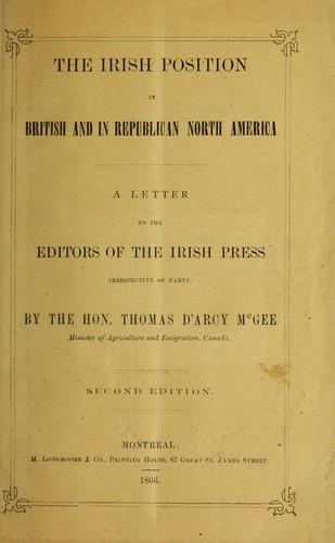 The Irish position in British and in Republican North America
